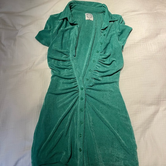 green emerald velvet dress Green Acid Washed Denim Mini Dress Medium (Sizes 8-10)